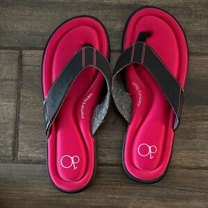 OP Women's Black and Pink Sandals 9/10